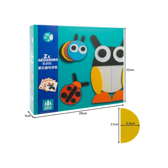 Fa logikai rejtvény - állatok geometriai ábrái