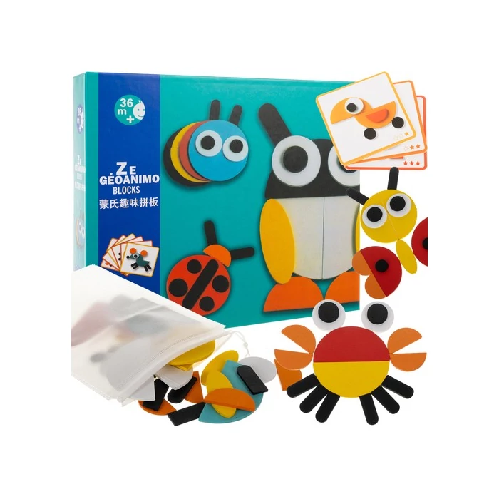 Fa logikai rejtvény - állatok geometriai ábrái