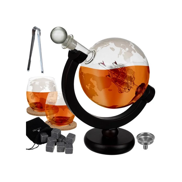 Földgömb alakú whiskey kancsó készlet