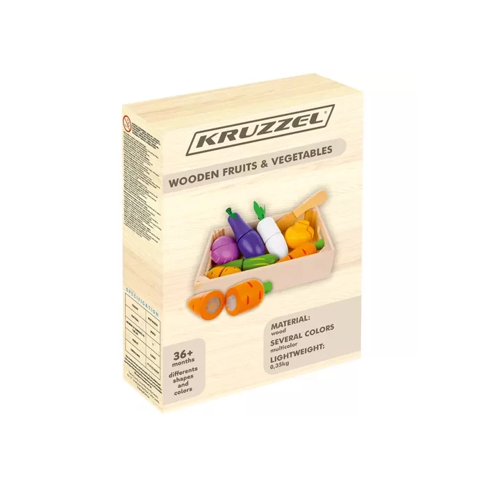 Fából készült vágható zöldség-gyümölcs készlet