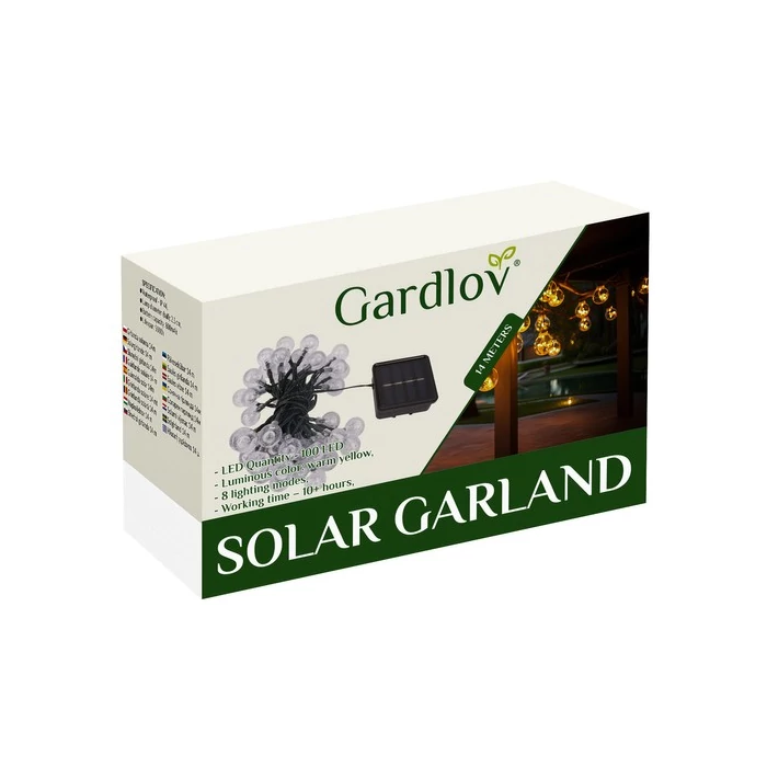 Gardlov napelemes fényfüzér 12m IP65 