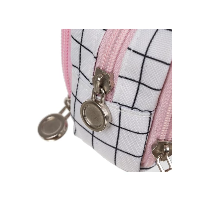 Három részes kockás tolltartó rózsaszín 