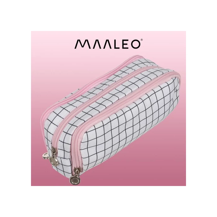 Három részes kockás tolltartó rózsaszín 