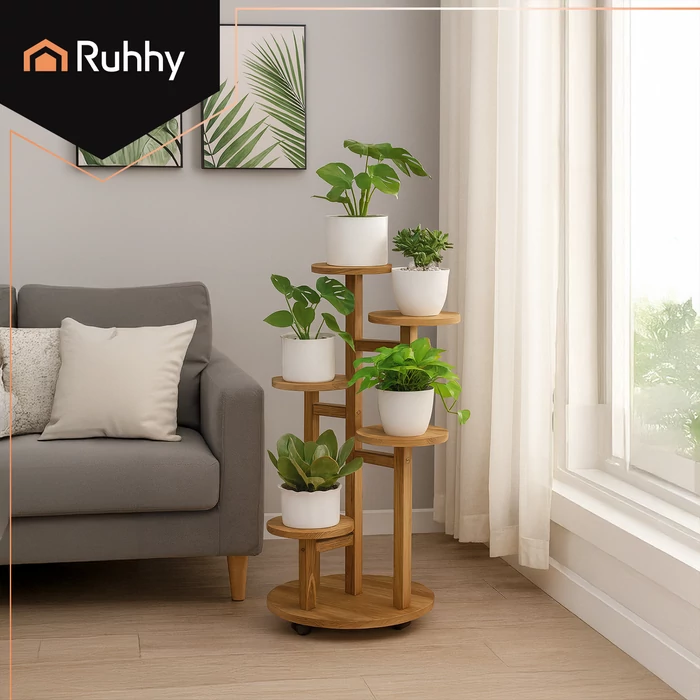 6 szintes virágállvány fából