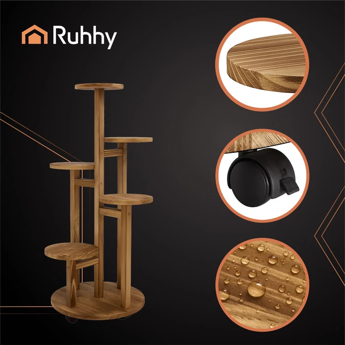 6 szintes virágállvány fából