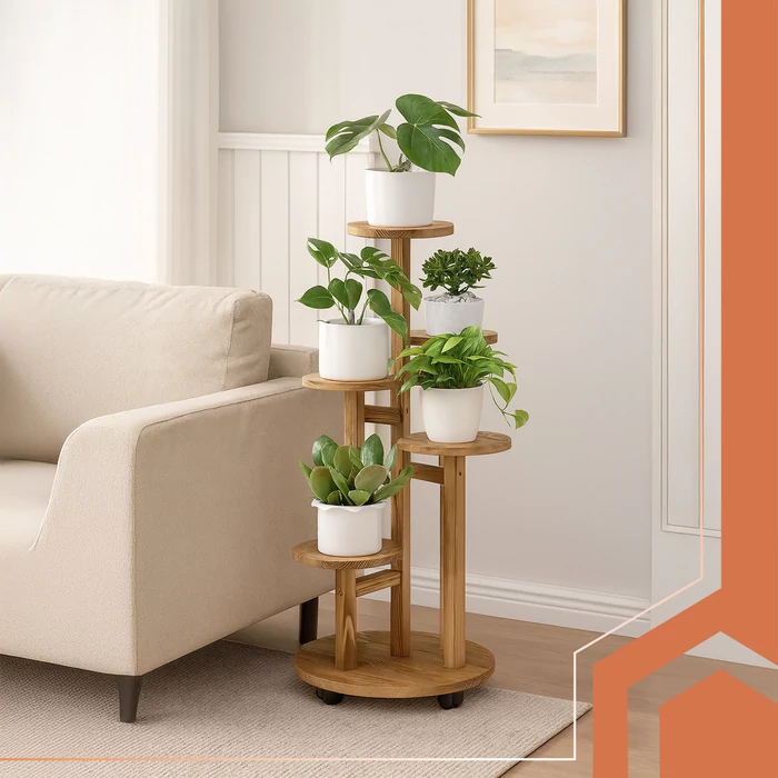 6 szintes virágállvány fából