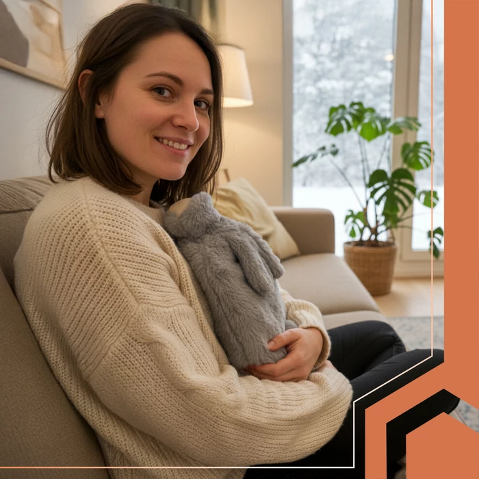 Nyuszifüles Melegvizes palack plüss borítással