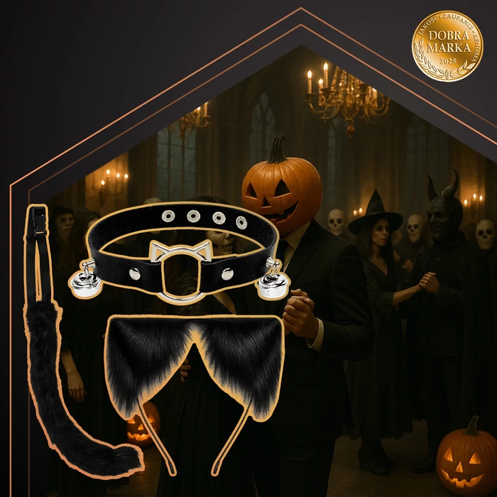 3 részes macska jelmez - fekete