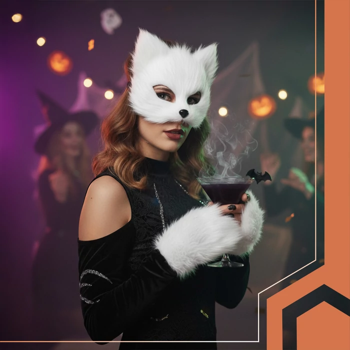 4 részes macska jelmez - fehér