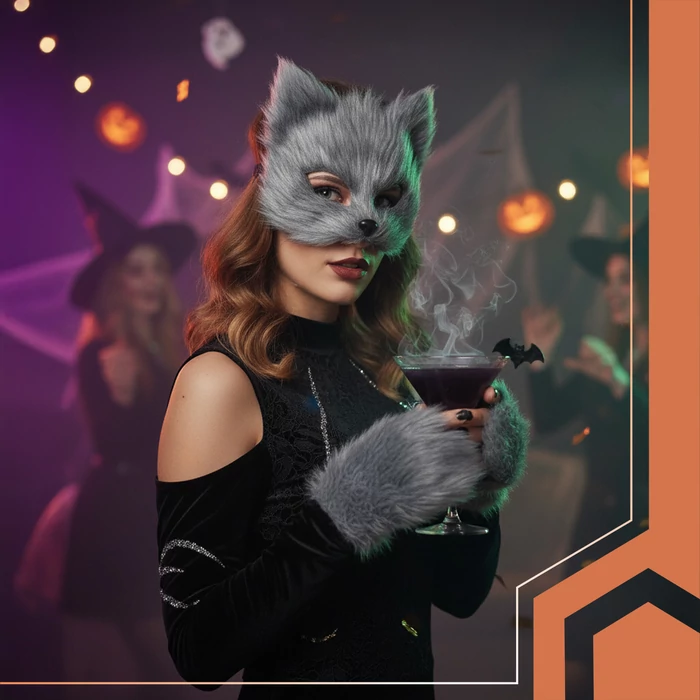 4 részes macska jelmez - szürke