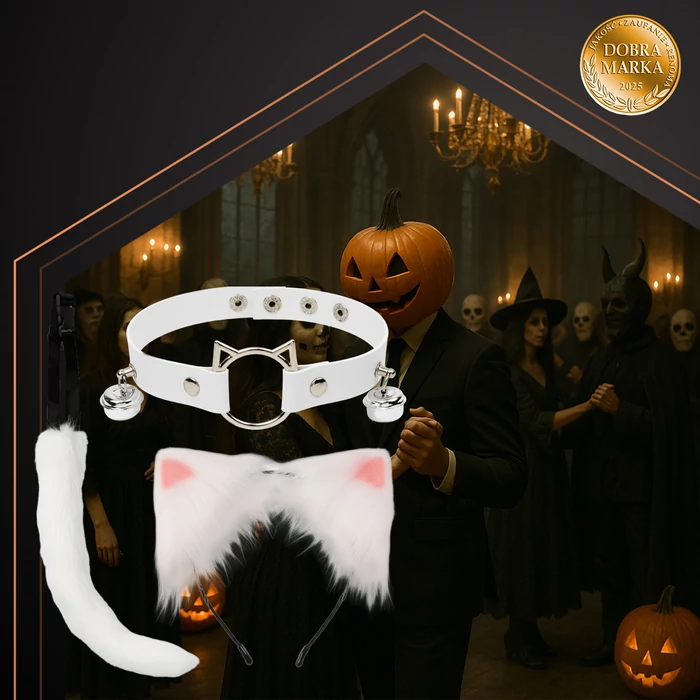 3 részes macska jelmez - fehér