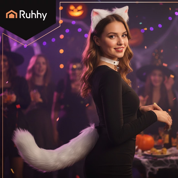 3 részes macska jelmez - fehér