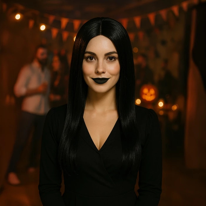 Hosszú fekete paróka - fonott