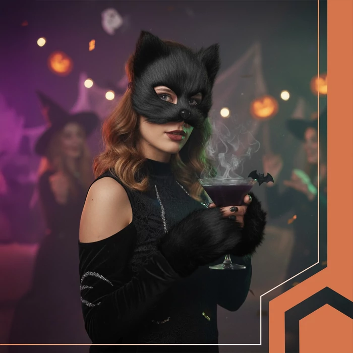 4 részes macska jelmez - fekete