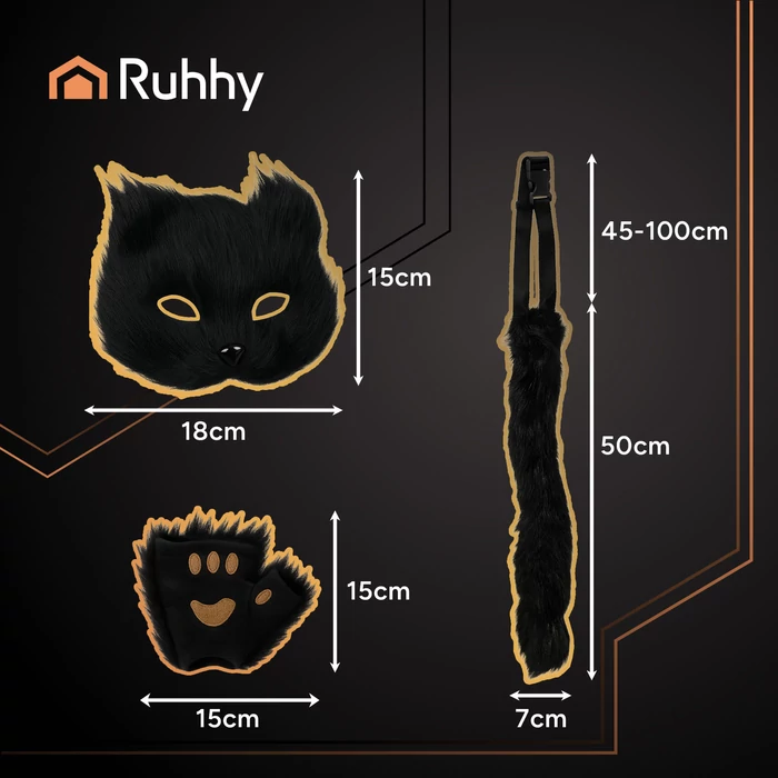 4 részes macska jelmez - fekete