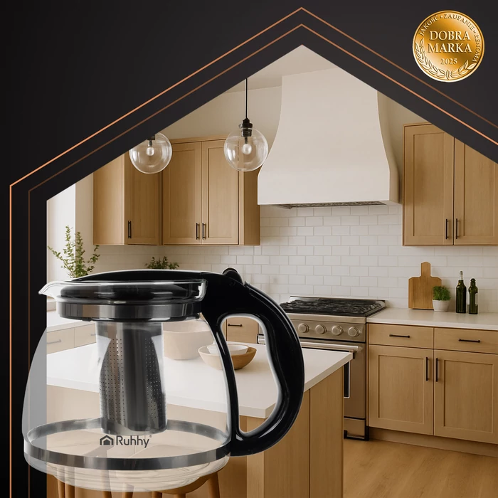 Ruhhy üveg teáskanna szűrővel, 2 L