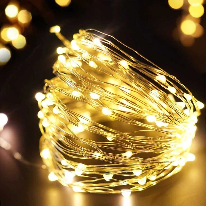 5 méteres Micro LED-es elemes fényfűzér (Meleg fehér)