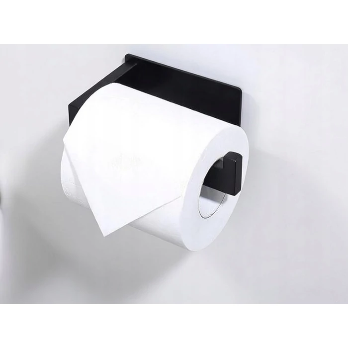 Felragasztható, acél WC-papír tartó, matt fekete