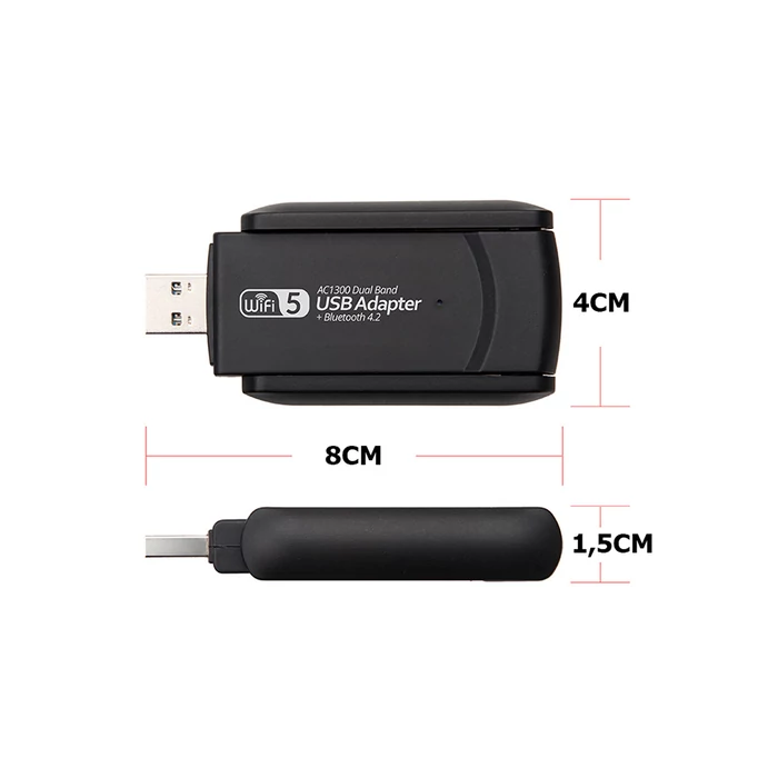 Wi-Fi USB adapter, 1300 Mbps dual