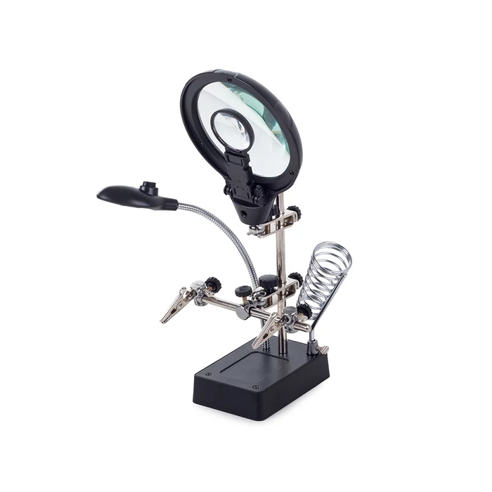 Kézi forrasztókészlet tartó nagyító 5 LED, 2,5x