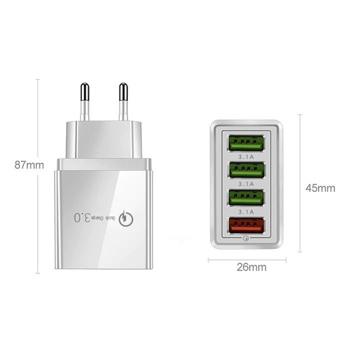 Gyorstöltő 4x USB