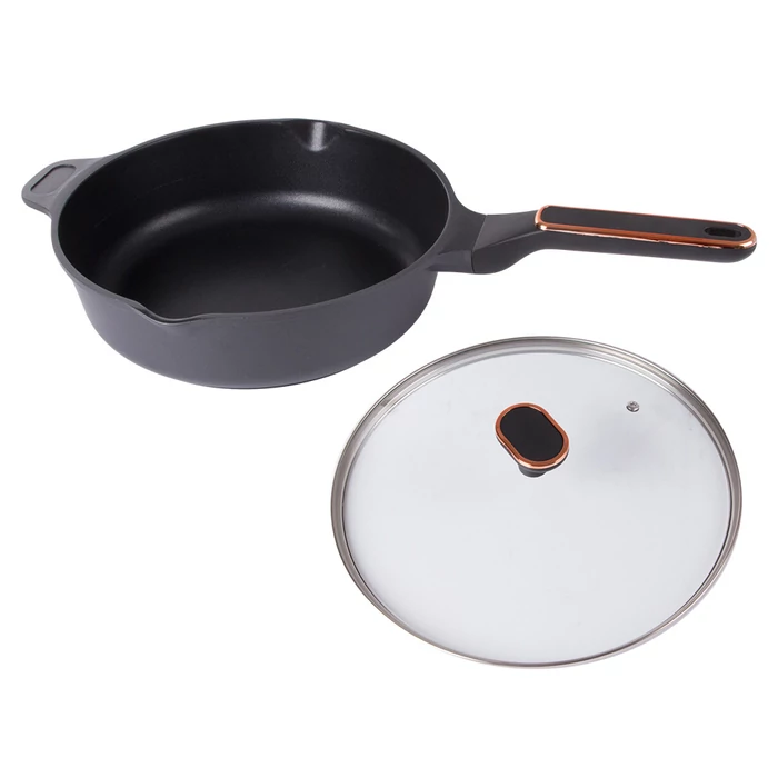 Serpenyő, tapadásmentes, indukciós, fedővel, 4L