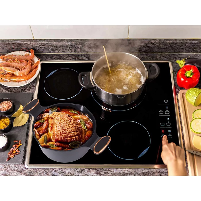 Mély fazék, tapadásmentes, indukciós, fedővel, 5L