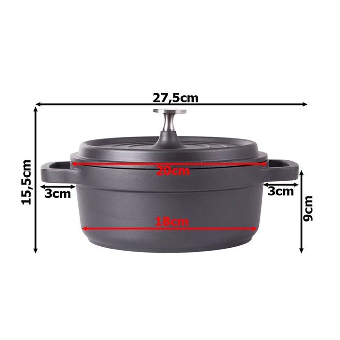 Fazék, tapadásmentes, indukciós, fedővel, 2L