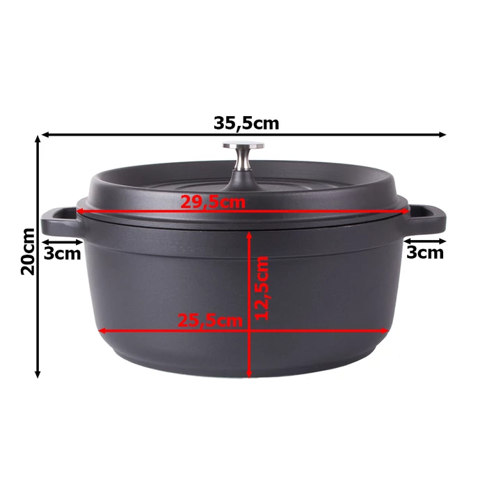 Fazék, tapadásmentes, indukciós, fedővel, 7L