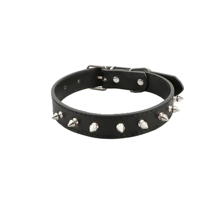 Kutya nyakörv tűskékkel, eco-bőr, L méret