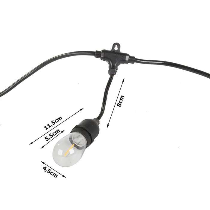 Kerti fényfüzér 15 LED E27 15m