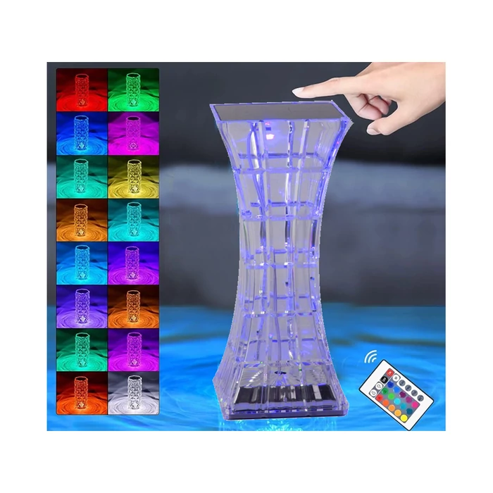 Kristály asztali lámpa LED RGB, távirányítóval
