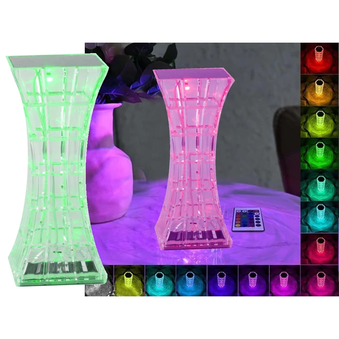Kristály asztali lámpa LED RGB, távirányítóval
