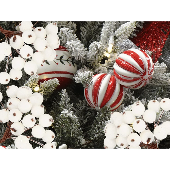 Karácsonyi dekoráció, fehér galagonya, 5 db