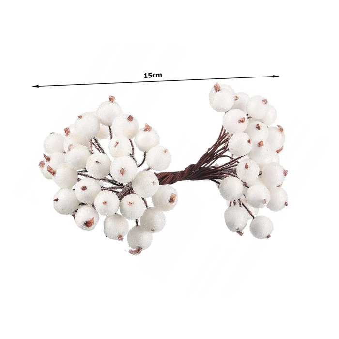 Karácsonyi dekoráció, fehér galagonya, 5 db