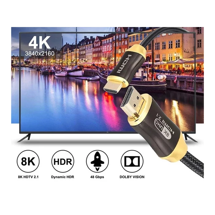 Kábel hdmi 2.1, arany 3m