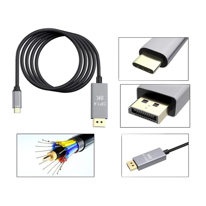 Kábel displayport 1.4, USB Type-c 1,8m