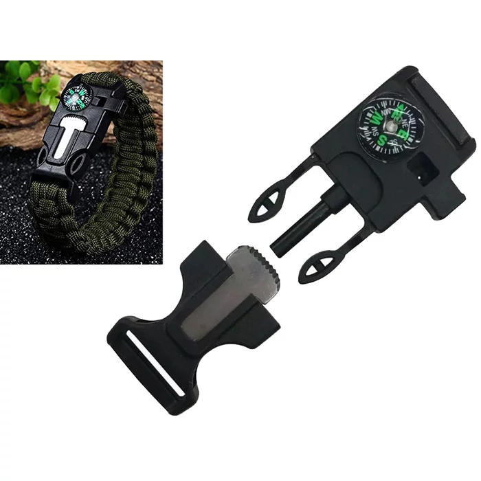 Túlélő karkötő, 5 az 1-ben, fekete