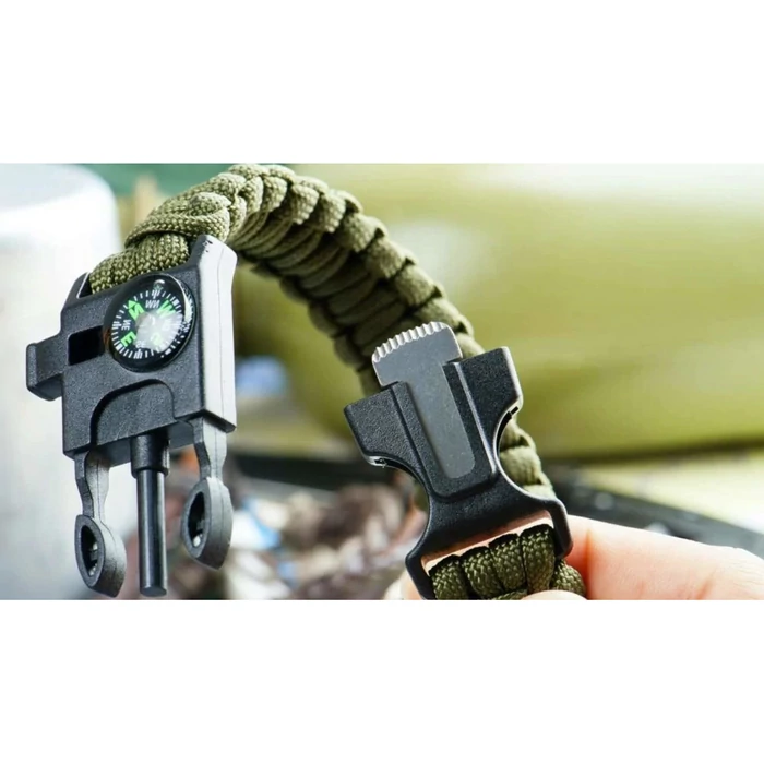 Túlélő karkötő, 5 az 1-ben, zöld