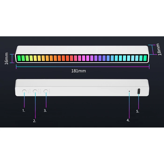 LED neon csík, hangra reagál, 18 cm