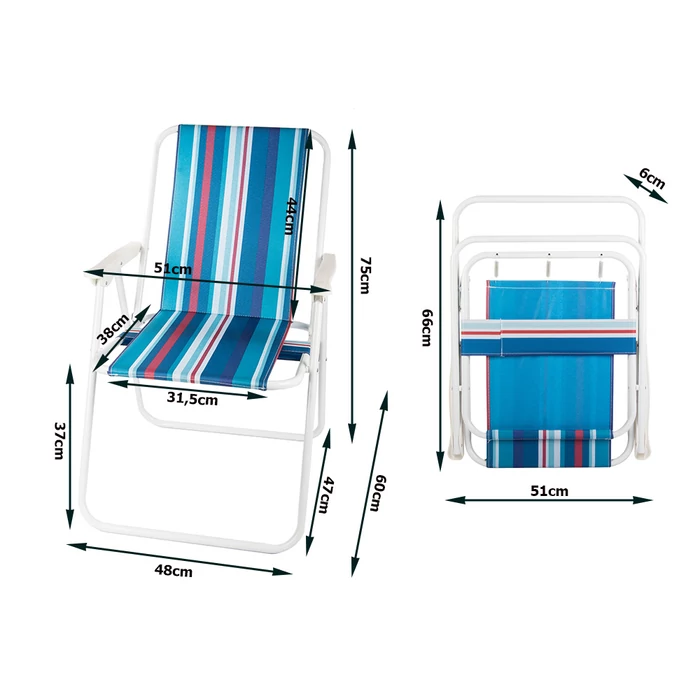 Összecsukható kemping szék, csíkos