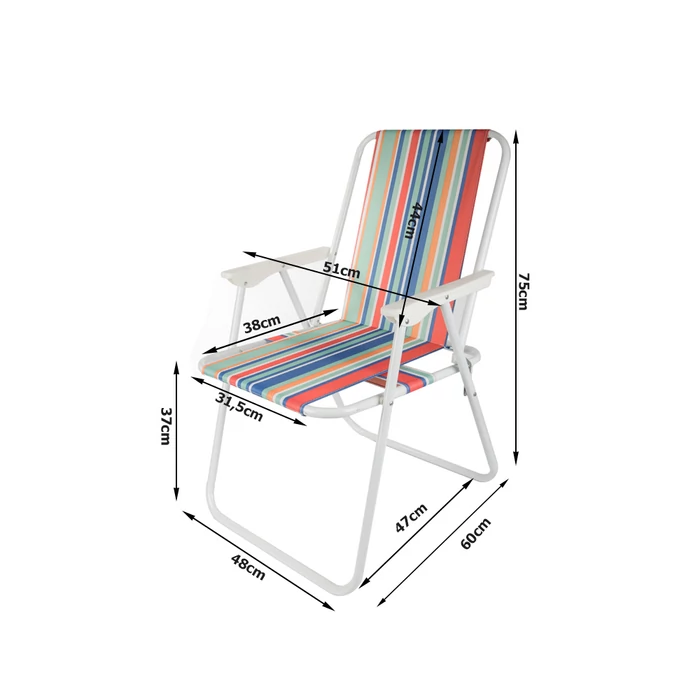 Összecsukható kemping szék, csíkos
