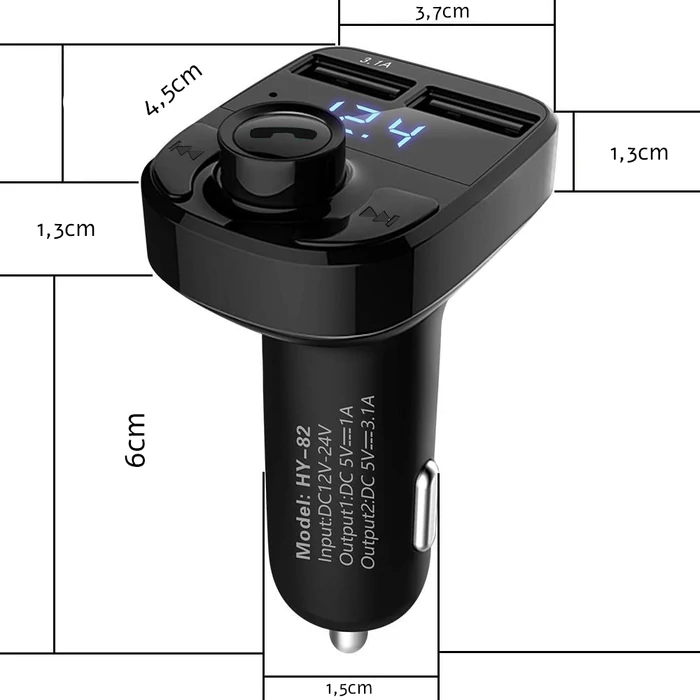 FM SD MP3 Bluetooth adó, 2xUSB töltő
