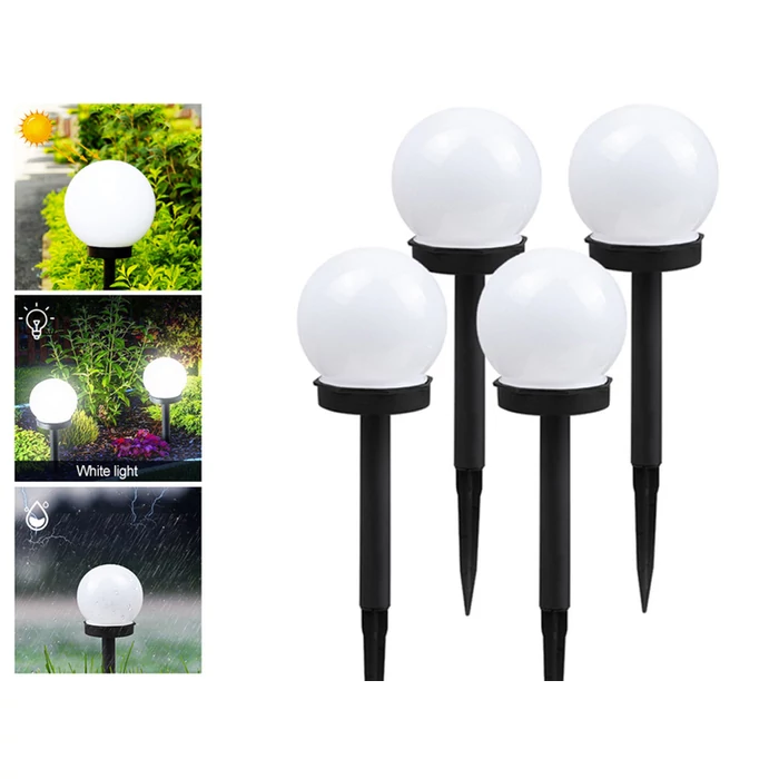 4x napelemes kerti lámpa, fehér, 10cm