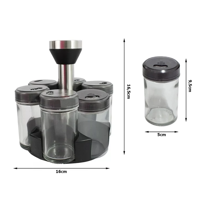 Forgó fűszertartó, 6db