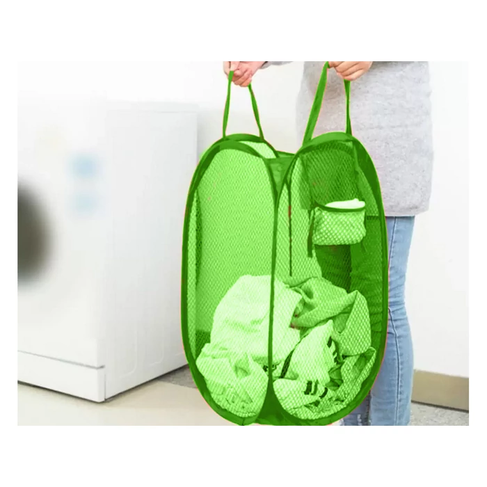 Összecsukható szennyestartó, játékkosár, zöld