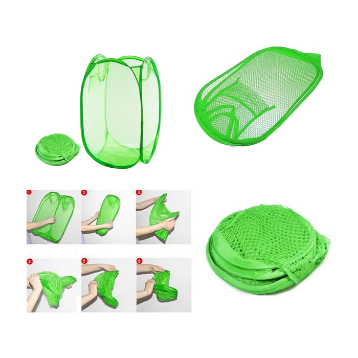 Összecsukható szennyestartó, játékkosár, zöld