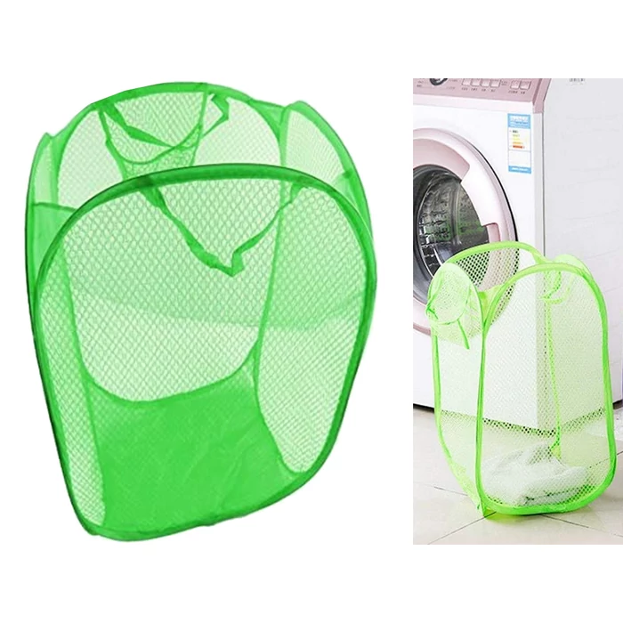 Összecsukható szennyestartó, játékkosár, zöld