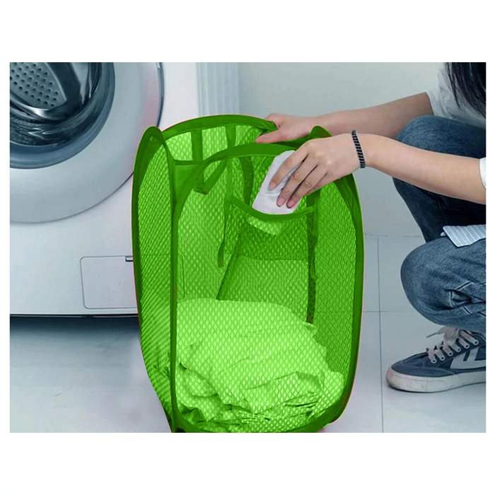 Összecsukható szennyestartó, játékkosár, zöld