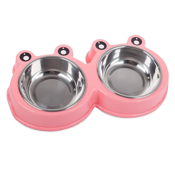 Dupla rozsdamentes tál kisállatoknak